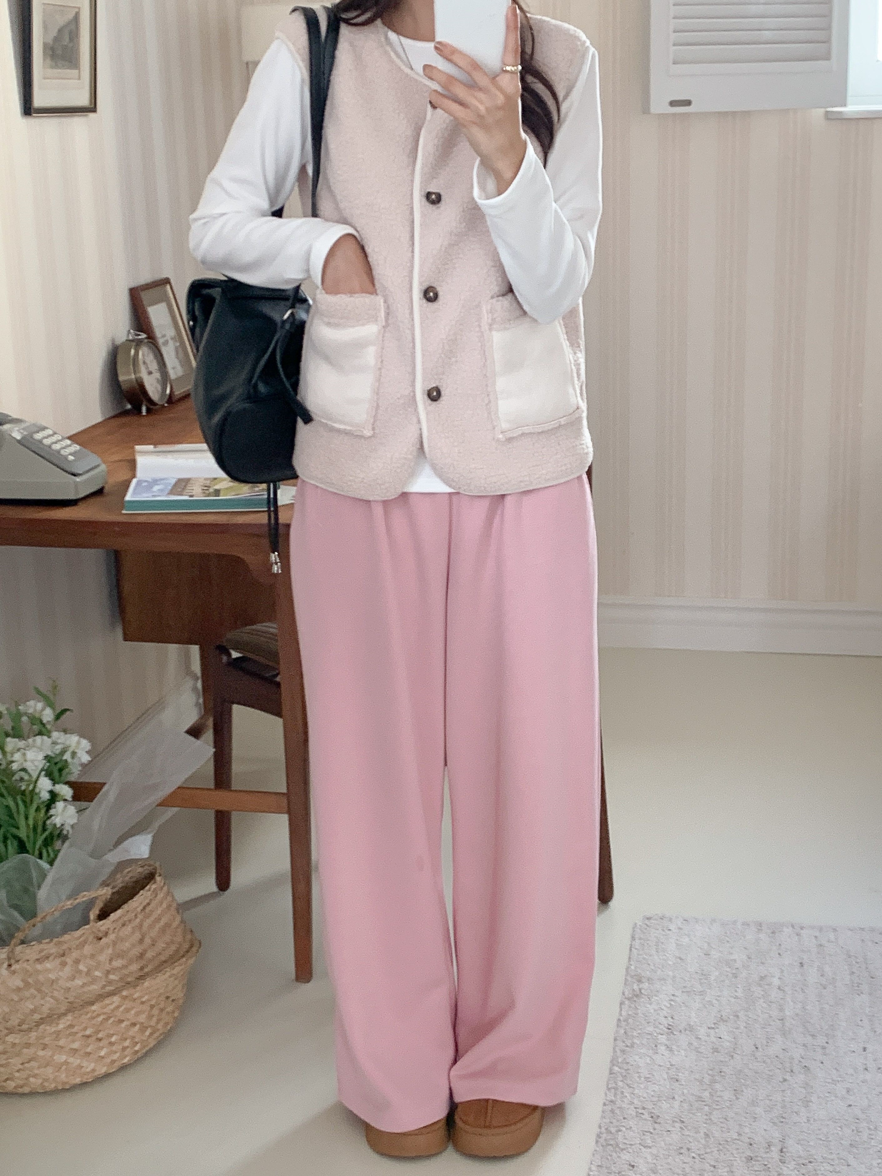 ボタンラウンドネックポケットカラーベスト | 詳細画像6