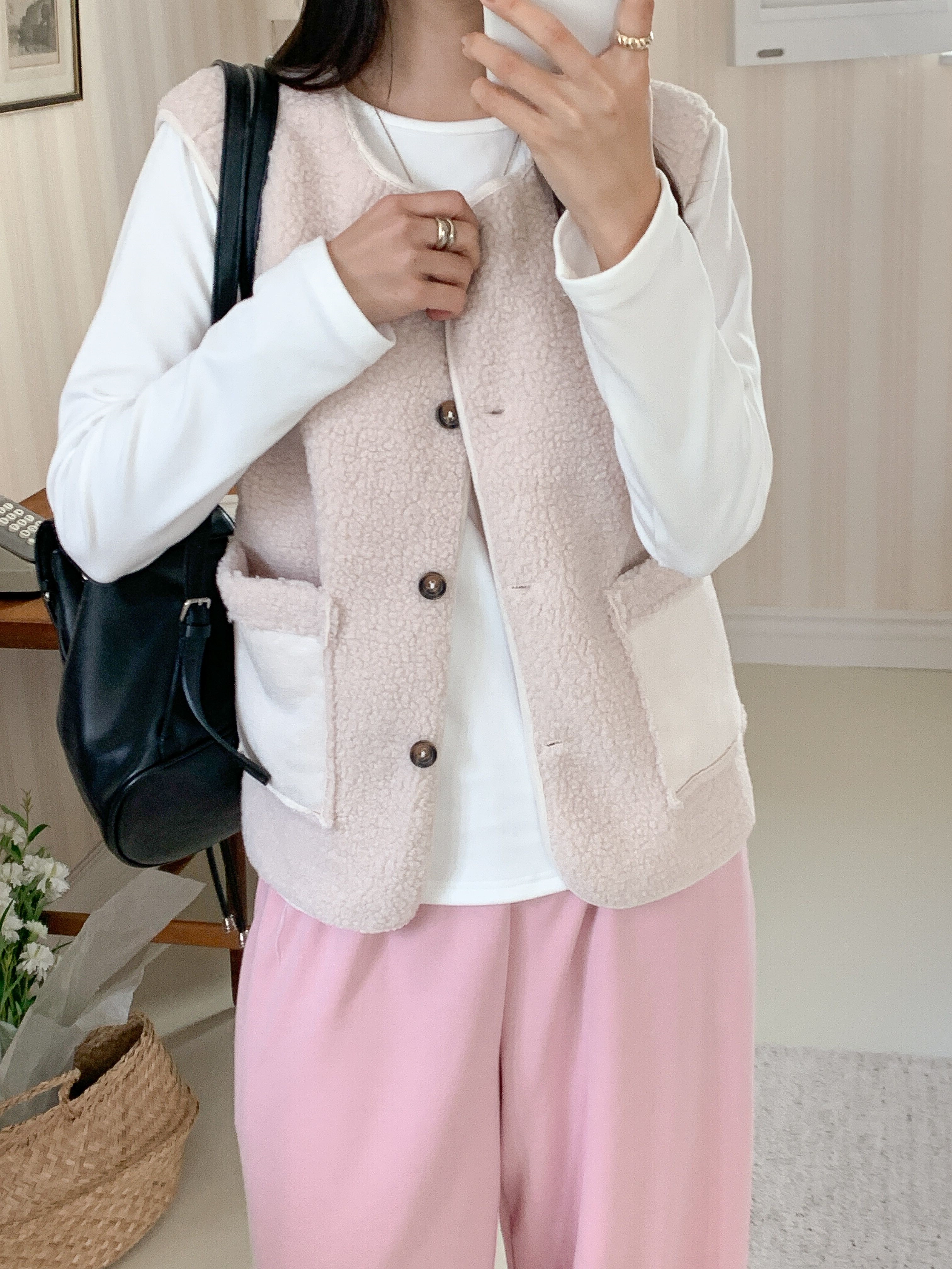 ボタンラウンドネックポケットカラーベスト | 詳細画像8