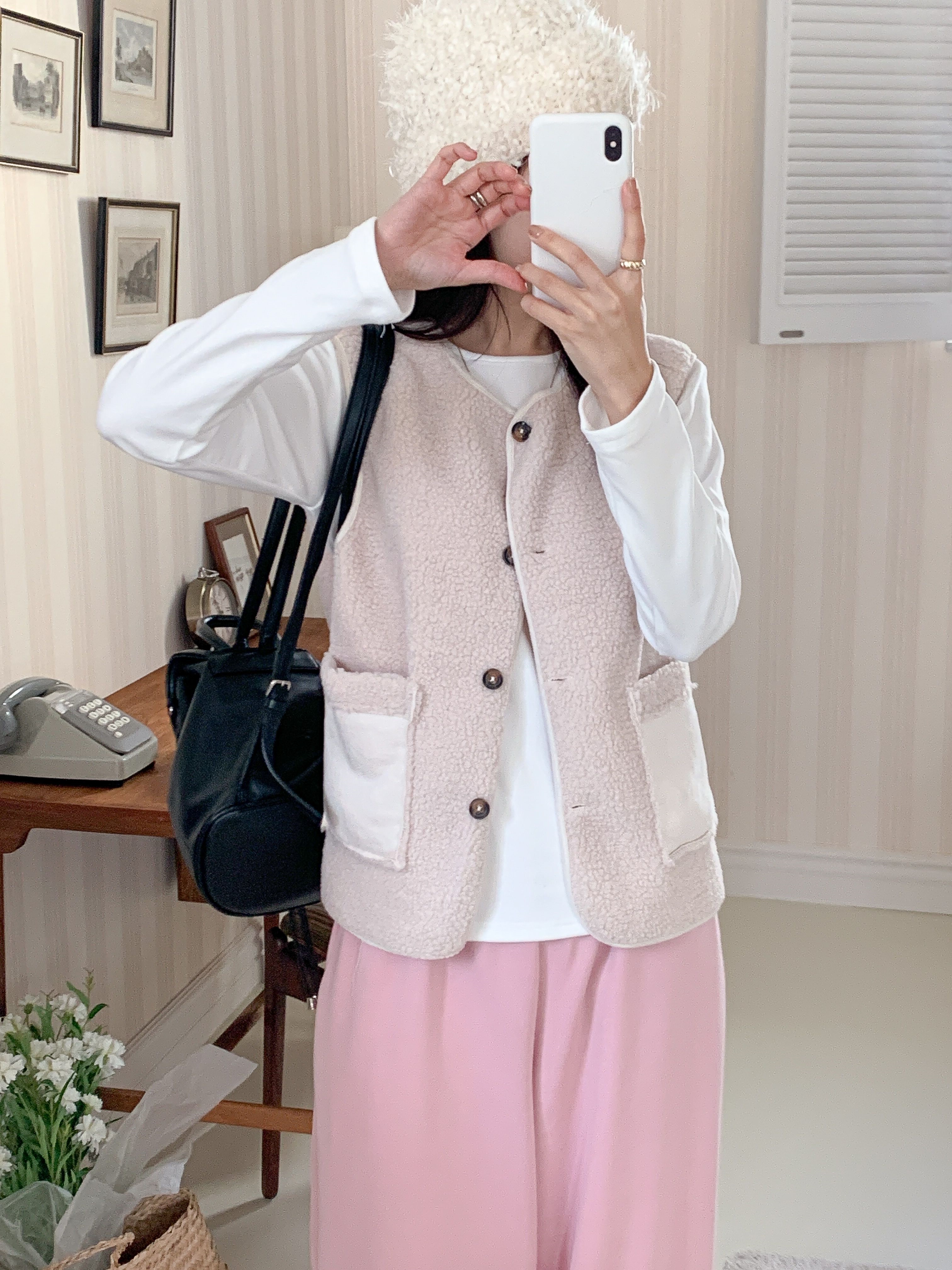 ボタンラウンドネックポケットカラーベスト | 詳細画像9