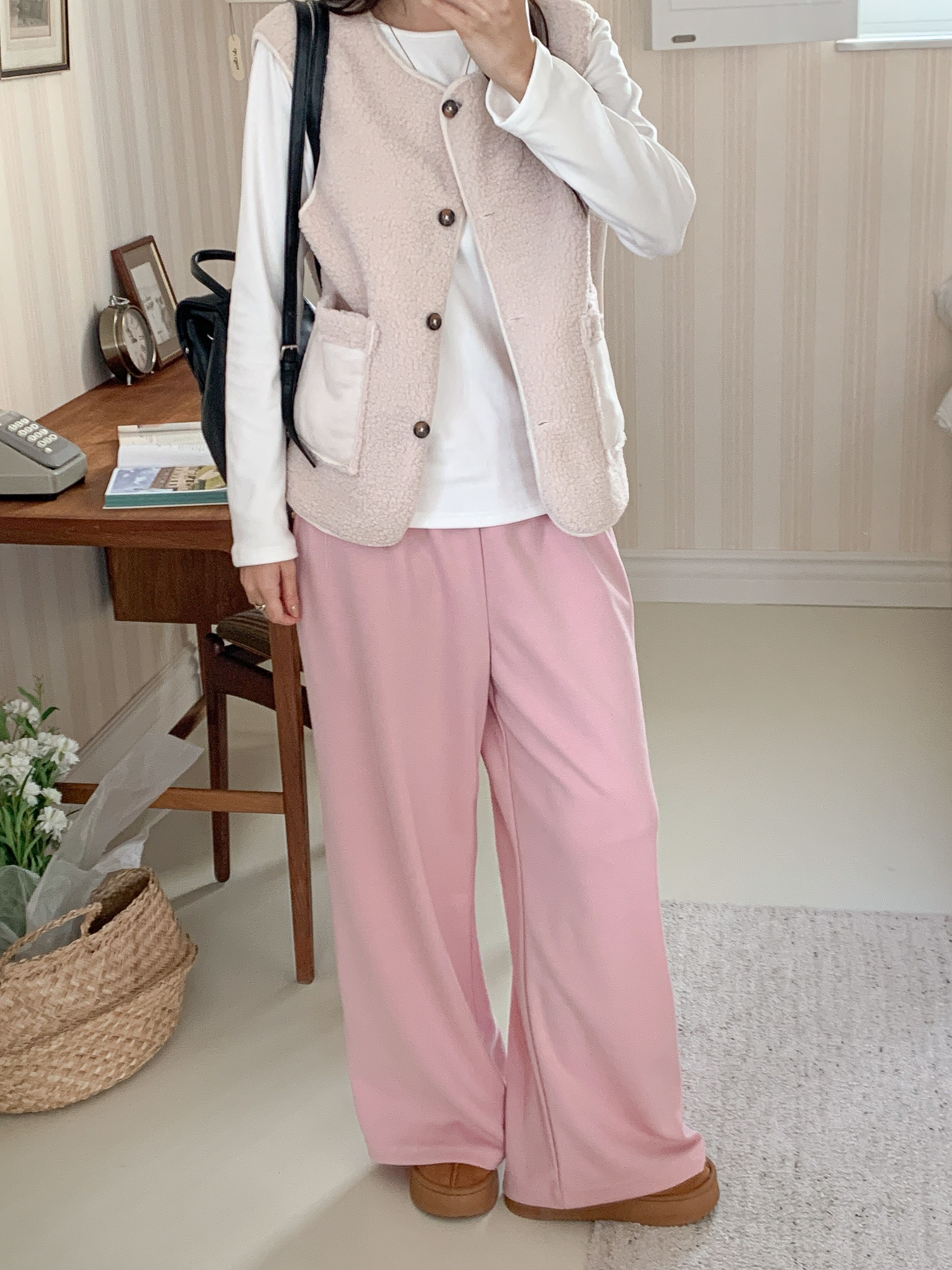 ボタンラウンドネックポケットカラーベスト | 詳細画像12