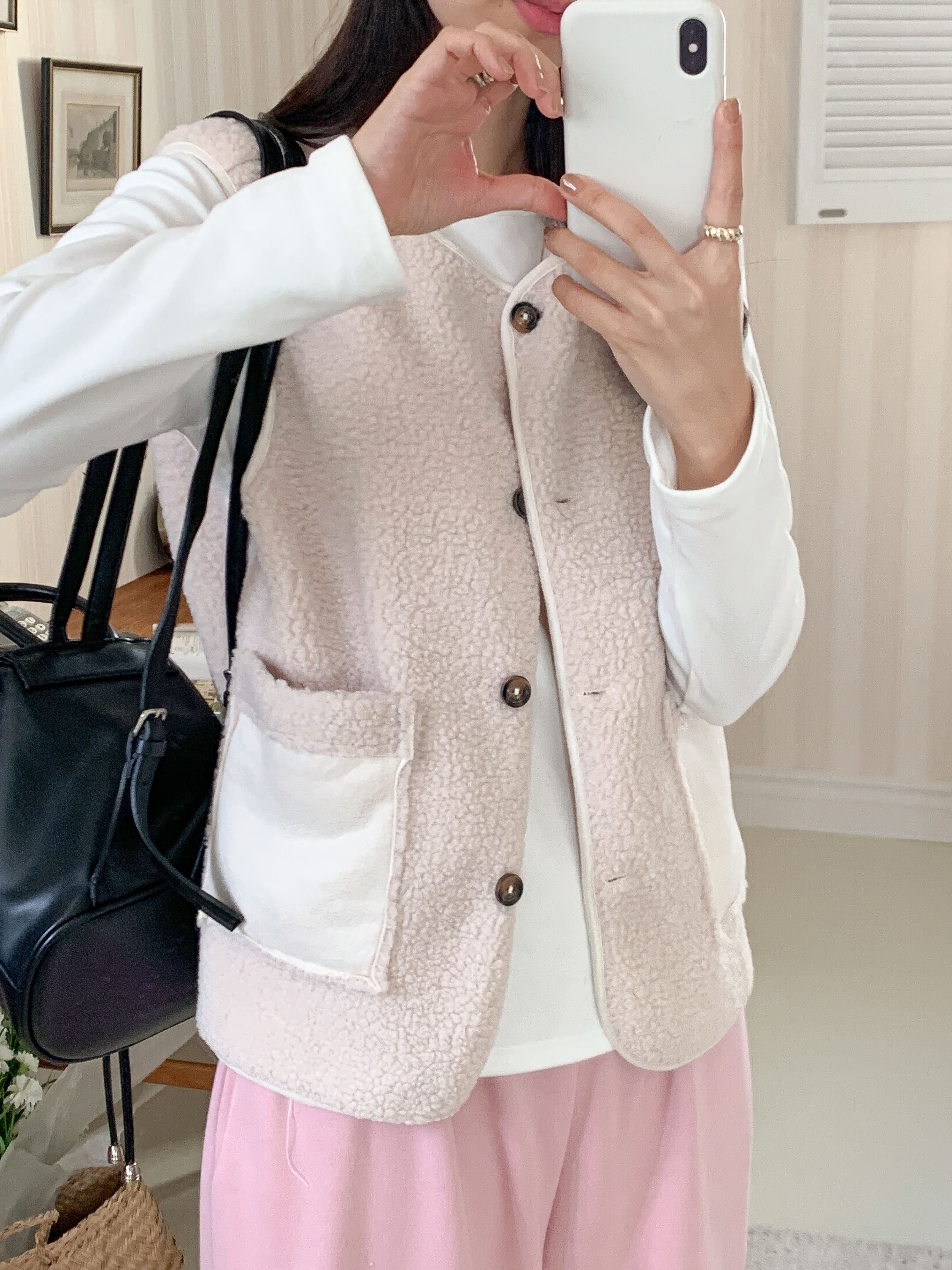 ボタンラウンドネックポケットカラーベスト | 詳細画像15