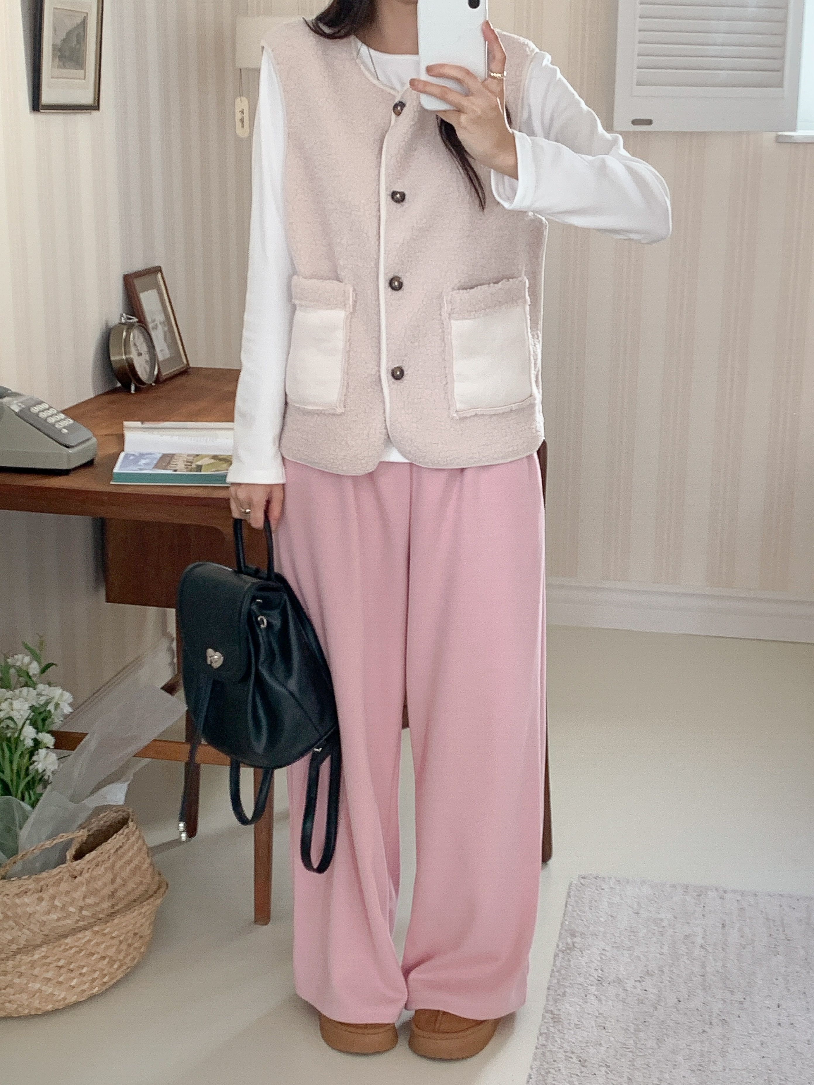 ボタンラウンドネックポケットカラーベスト | 詳細画像17