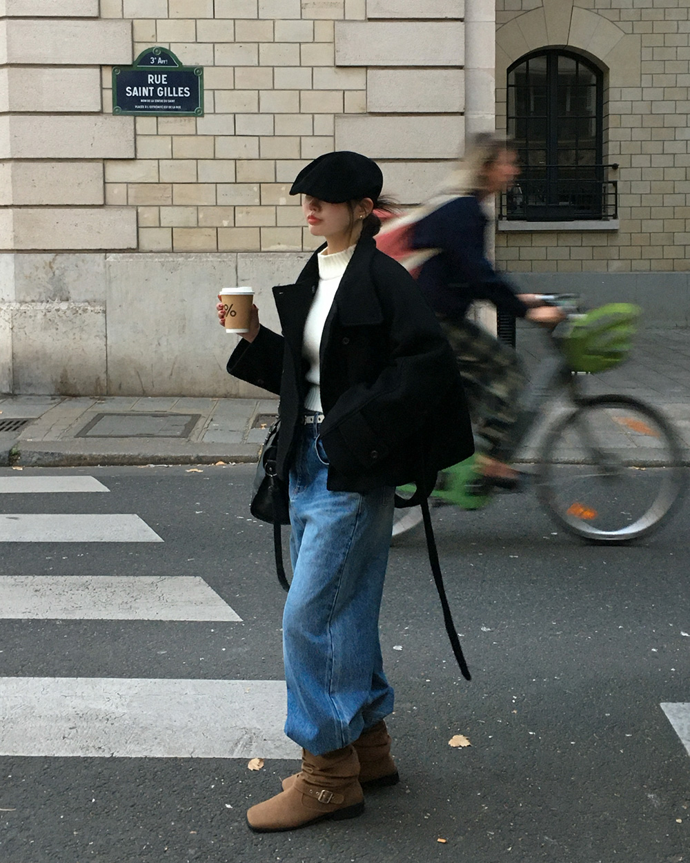 キルティング中綿ウール混ショートルーズ長袖コートベルト付 キルティング中綿ウール混ショートルーズ長袖コートベルト付