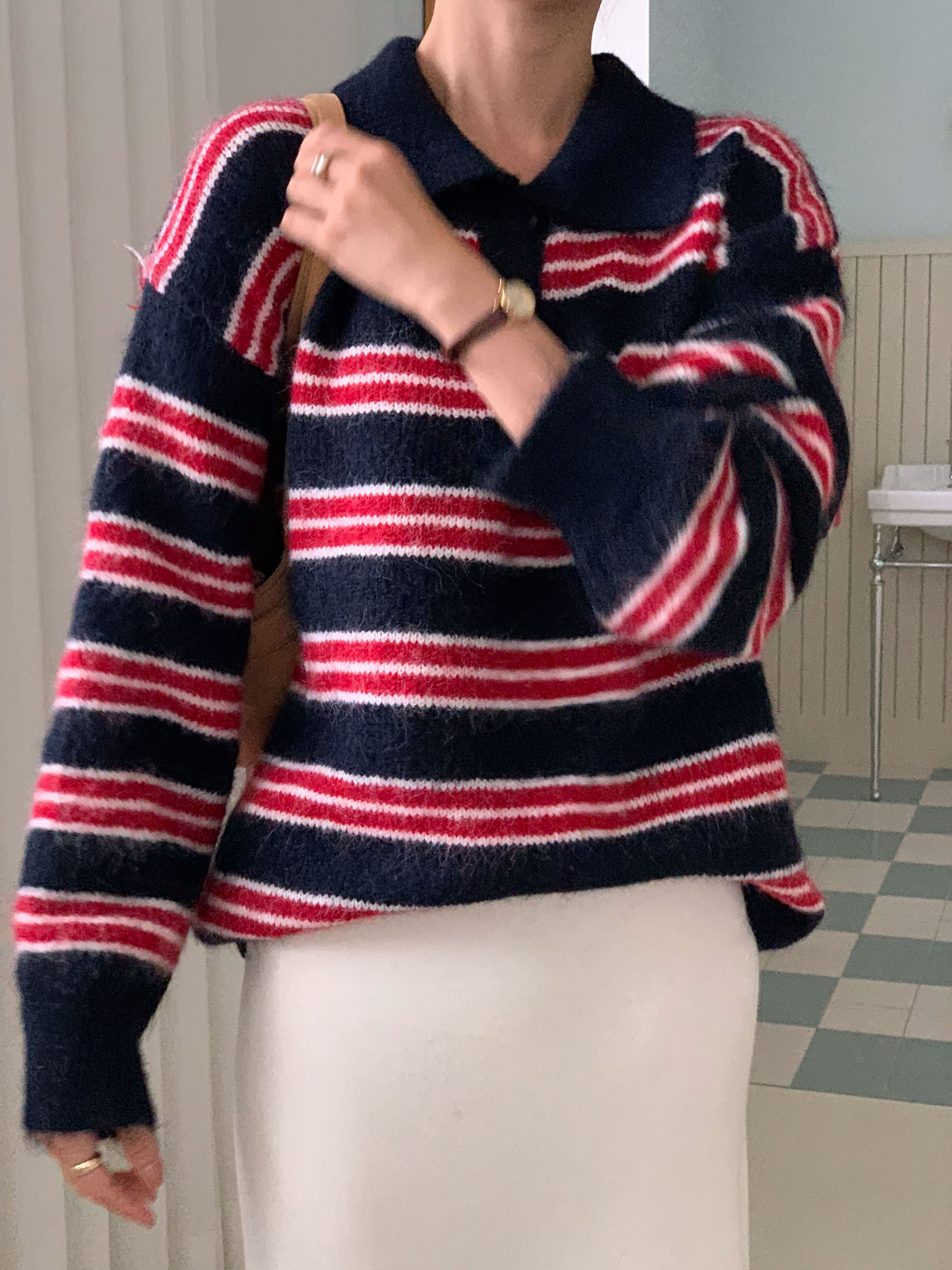 ボタンカラーボーダーカラーニット | 詳細画像4