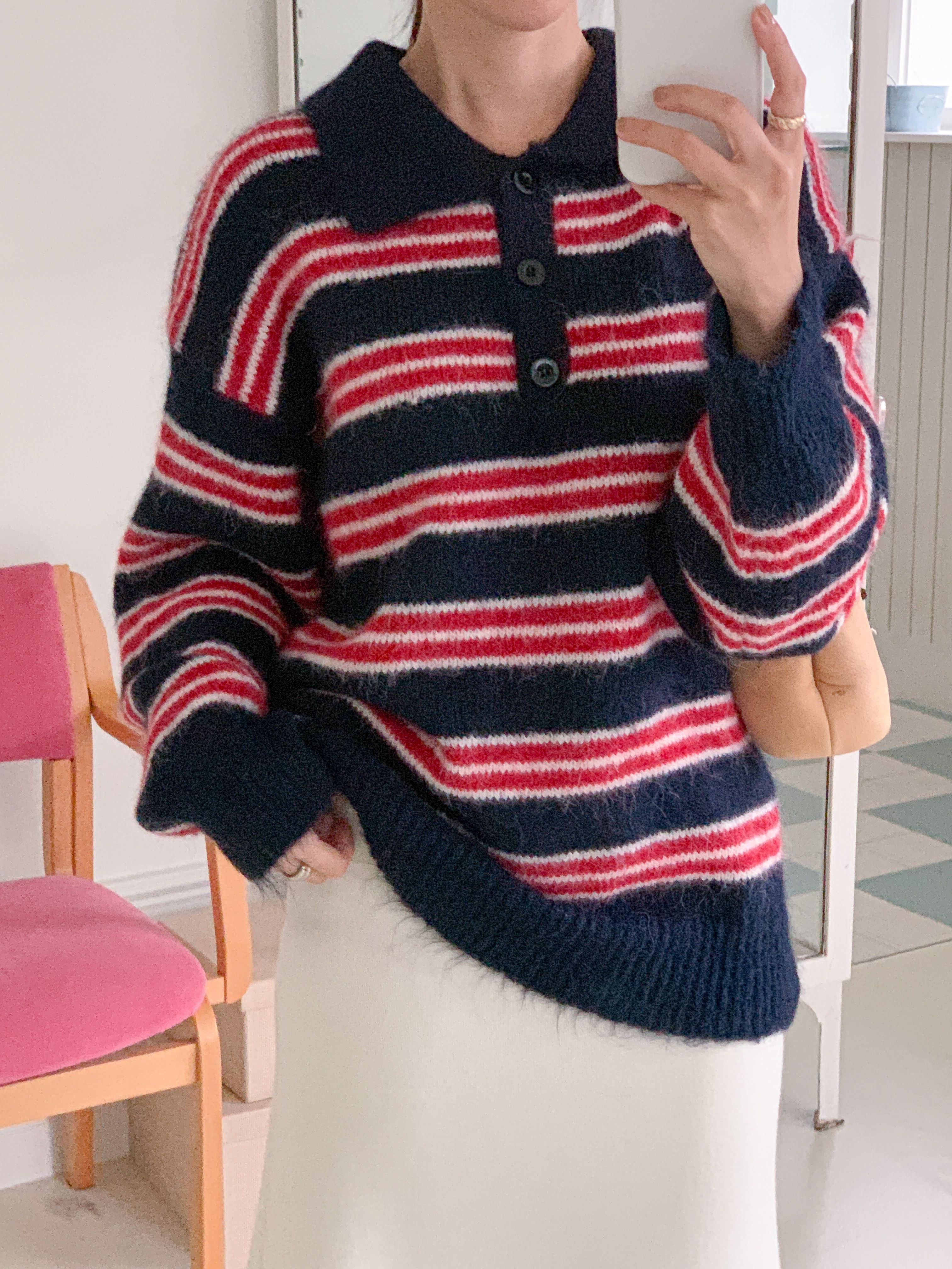 ボタンカラーボーダーカラーニット | 詳細画像6