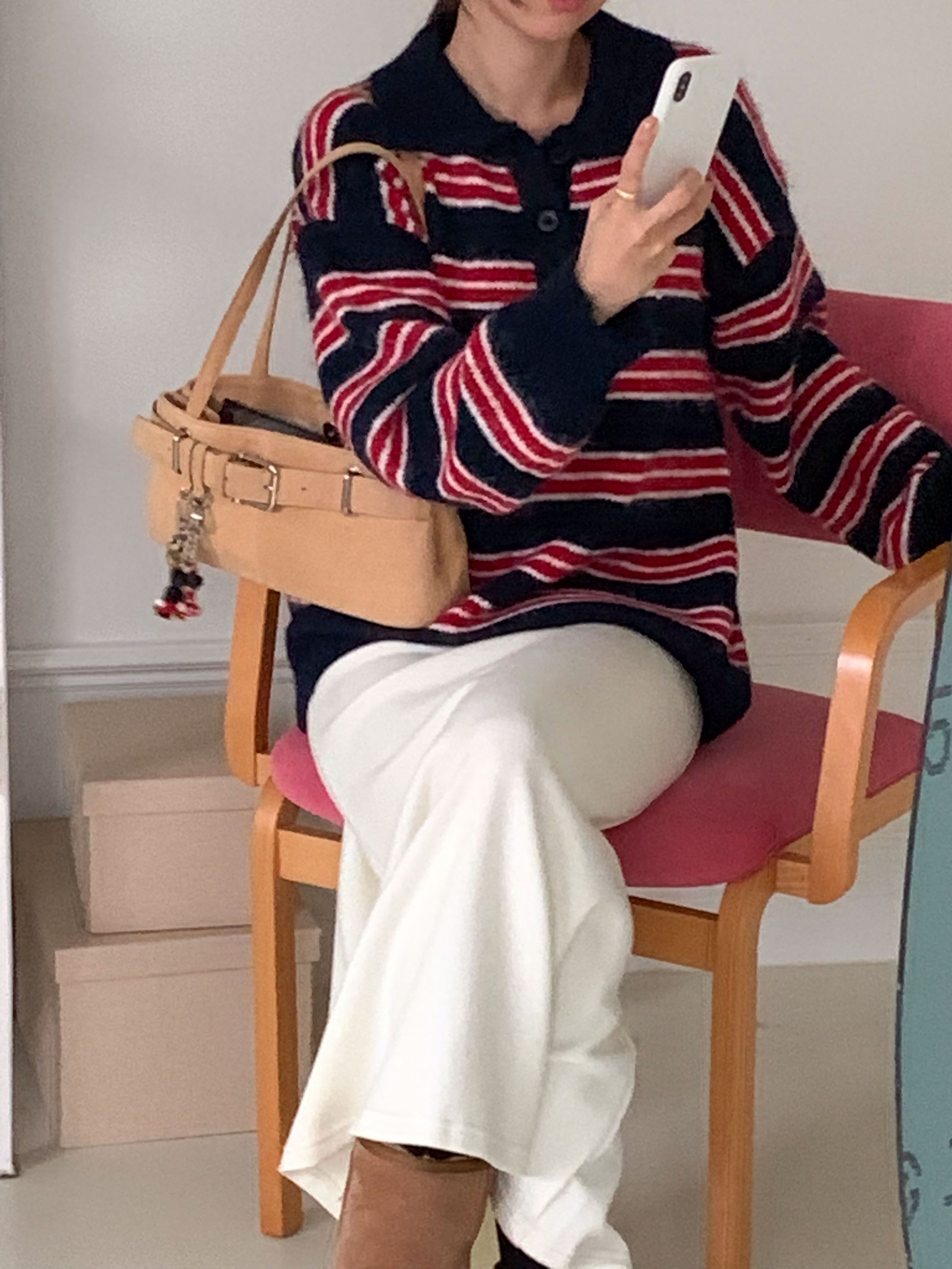 ボタンカラーボーダーカラーニット | 詳細画像13