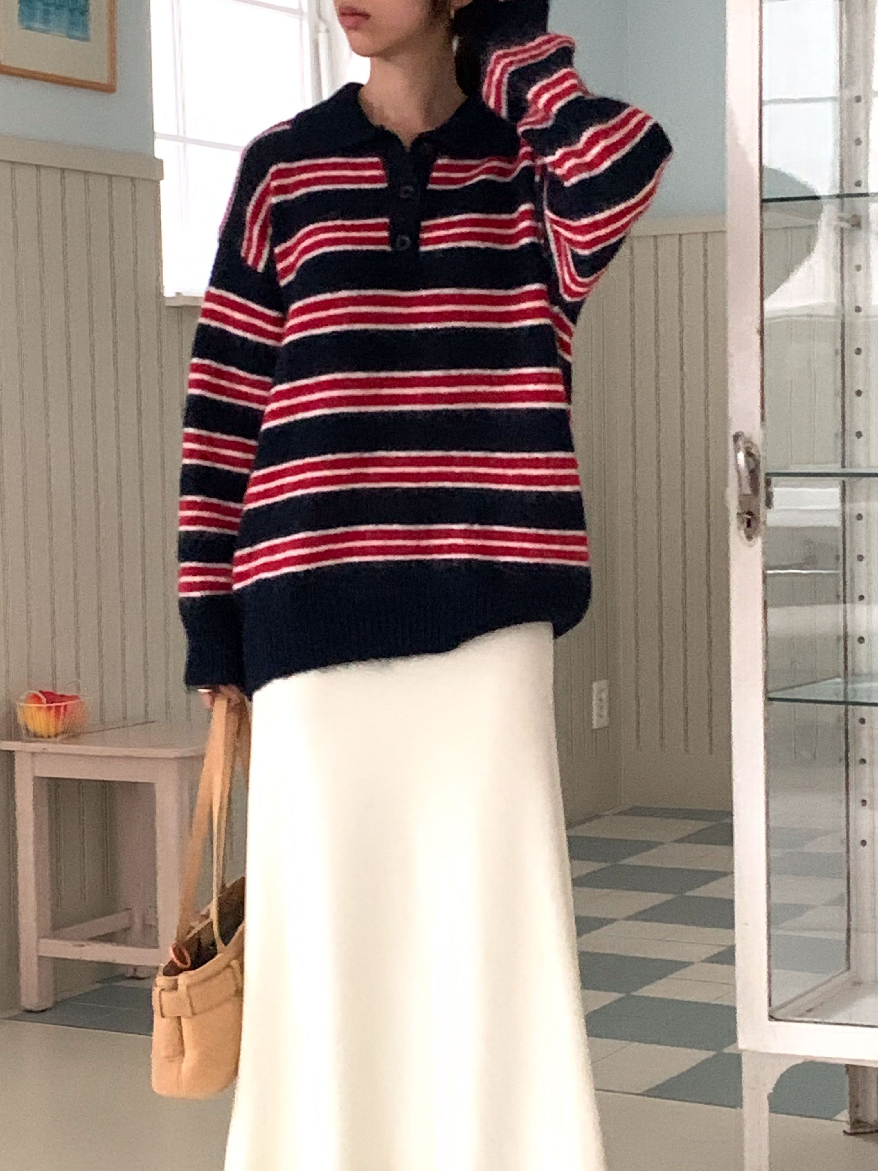 ボタンカラーボーダーカラーニット | 詳細画像17