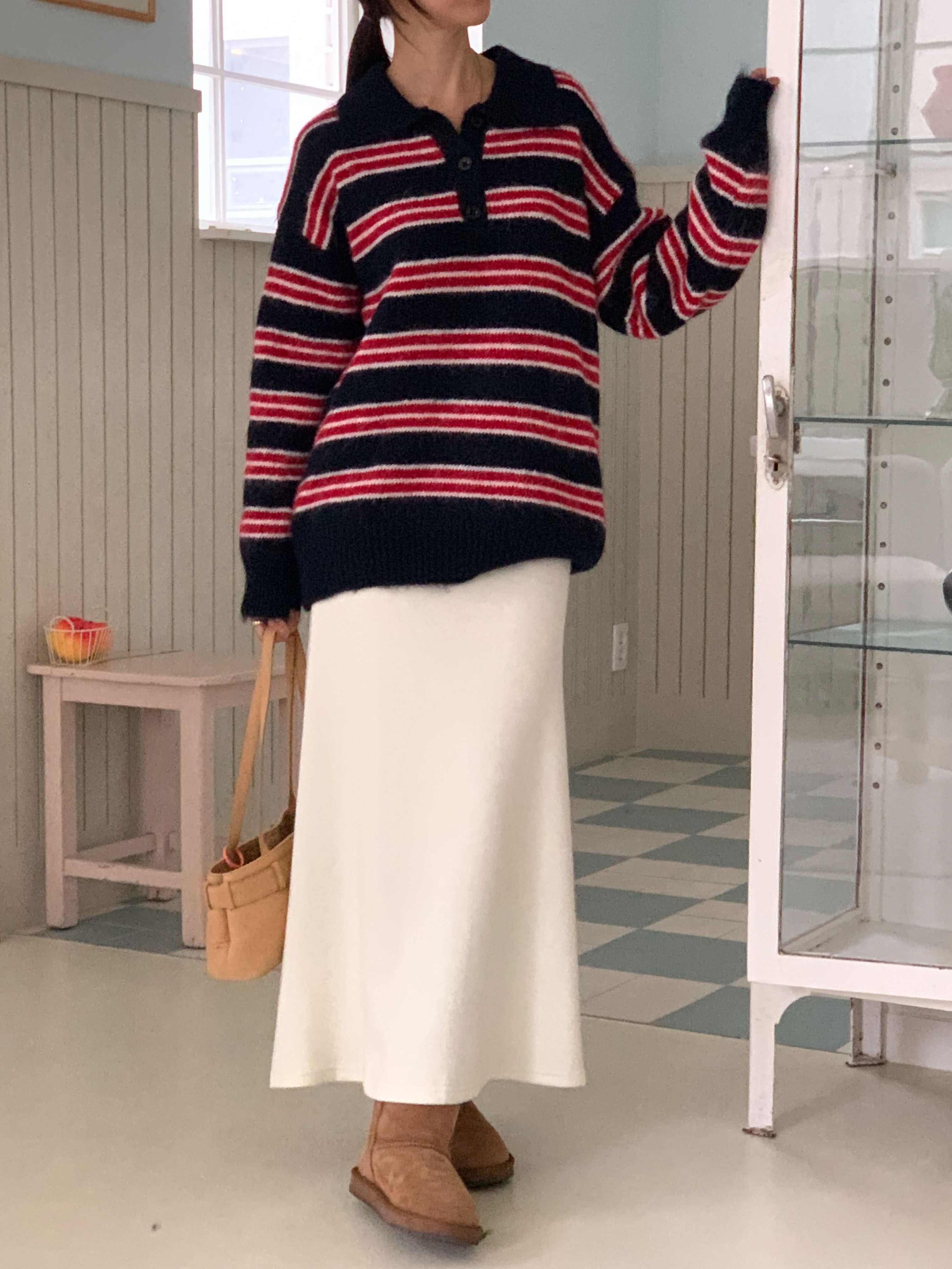 ボタンカラーボーダーカラーニット | 詳細画像18