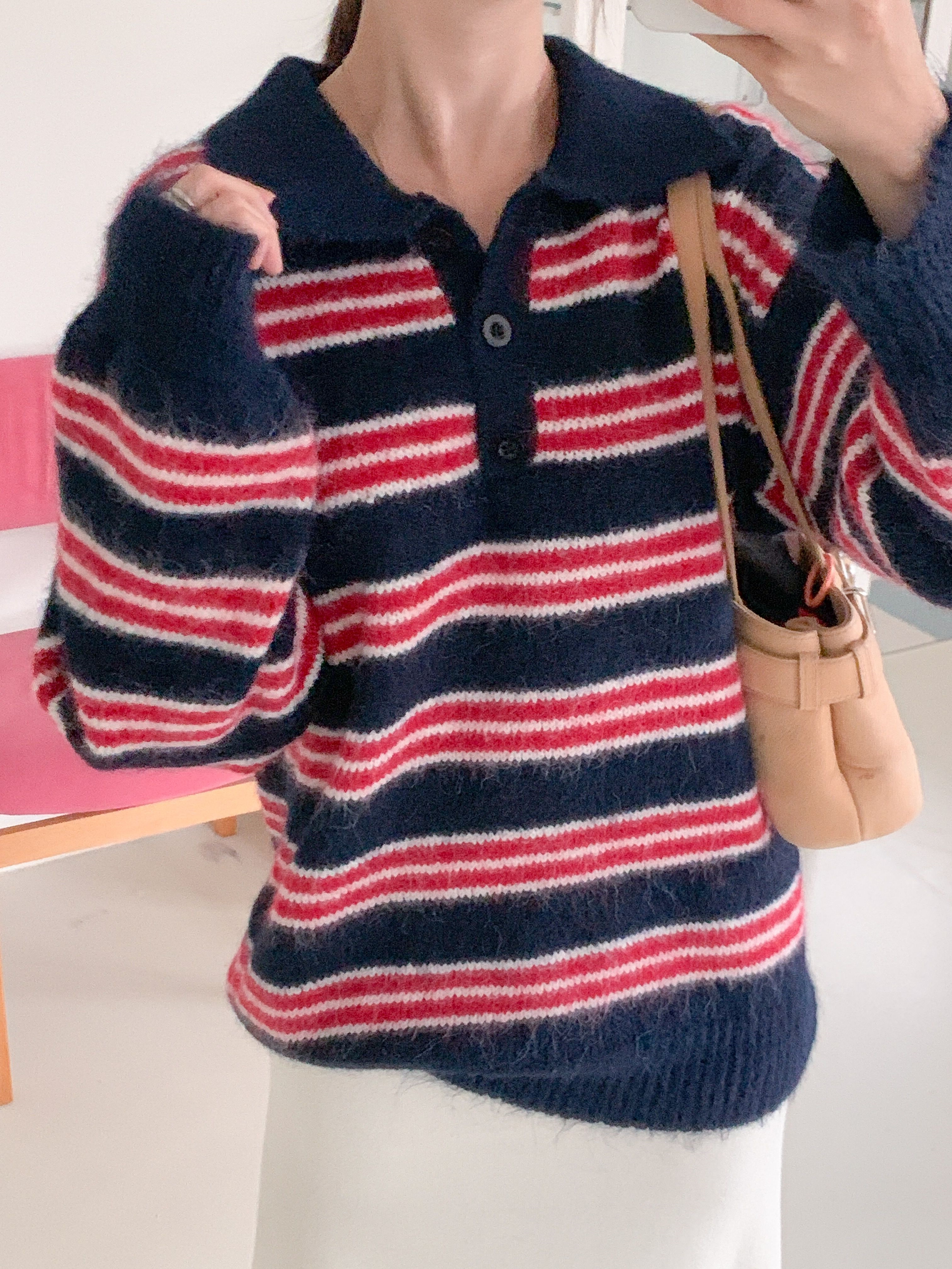 ボタンカラーボーダーカラーニット | 詳細画像19