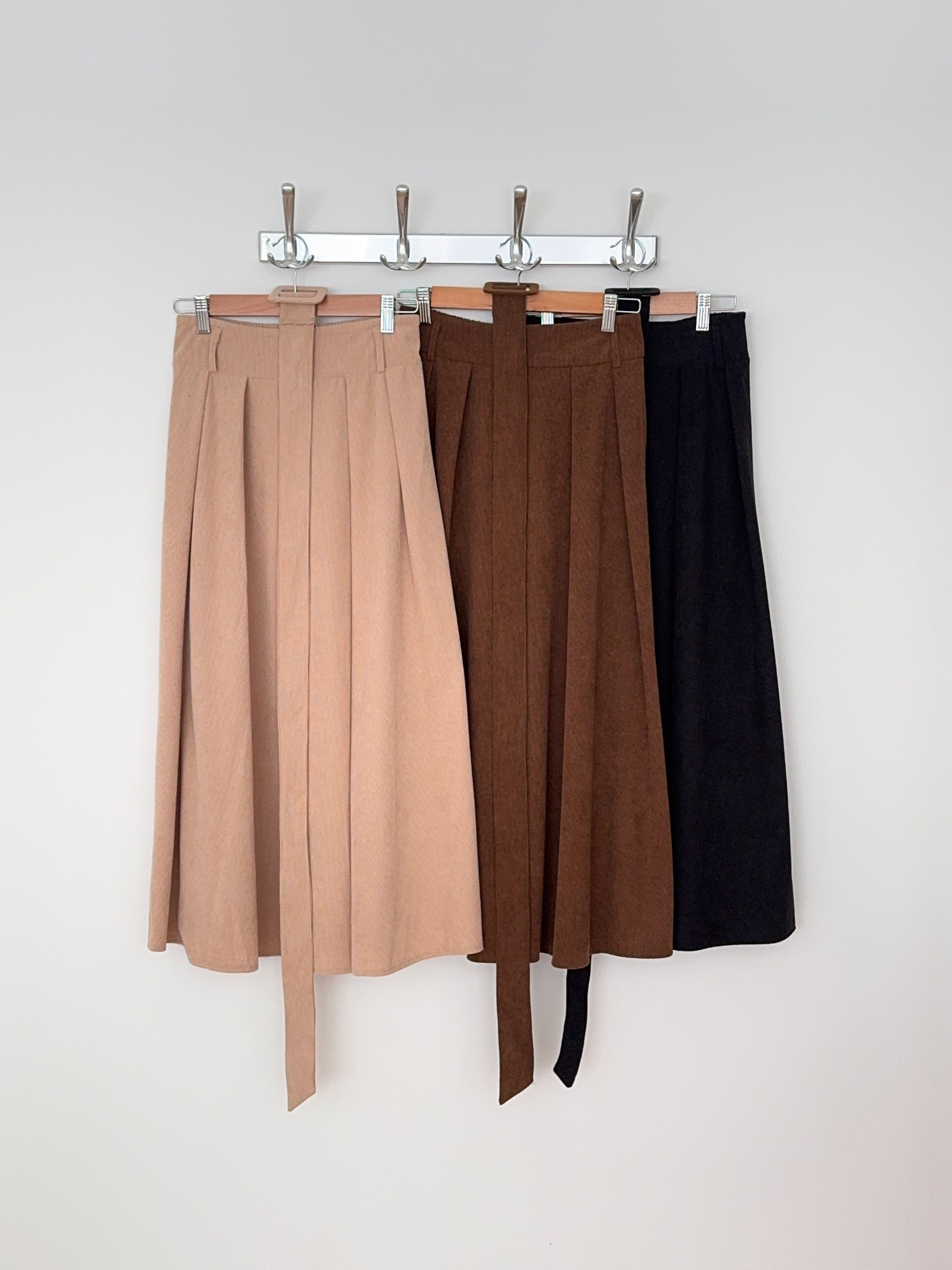 コーデュロイバックゴムロングフレアカラースカートベルト | 詳細画像9