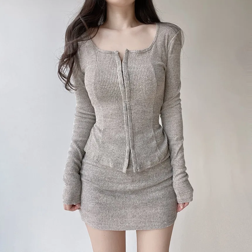 リブUネックミニウエストゴムツーピース | mirangmirang | 詳細画像9