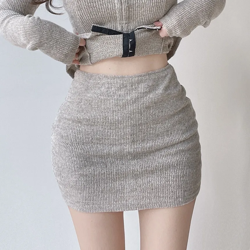 リブUネックミニウエストゴムツーピース | mirangmirang | 詳細画像11