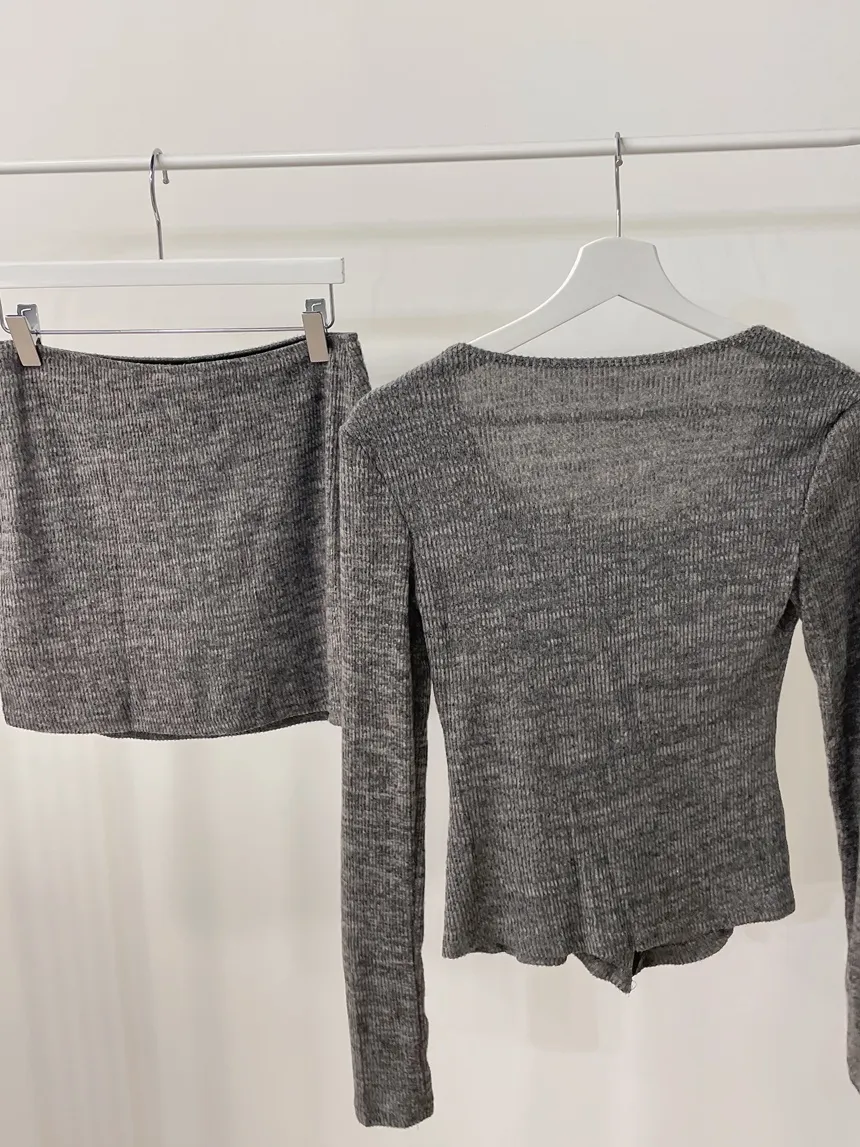 リブUネックミニウエストゴムツーピース | mirangmirang | 詳細画像15