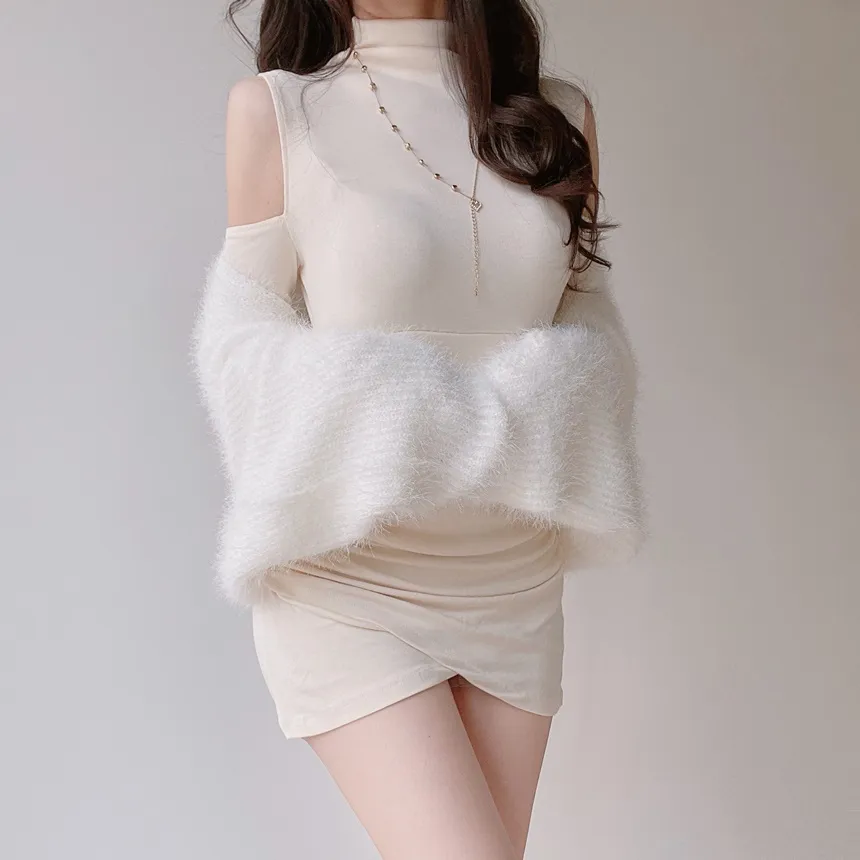 ハーフネックシャーリングミニHラインアームウォーマーワンピース | mirangmirang | 詳細画像7