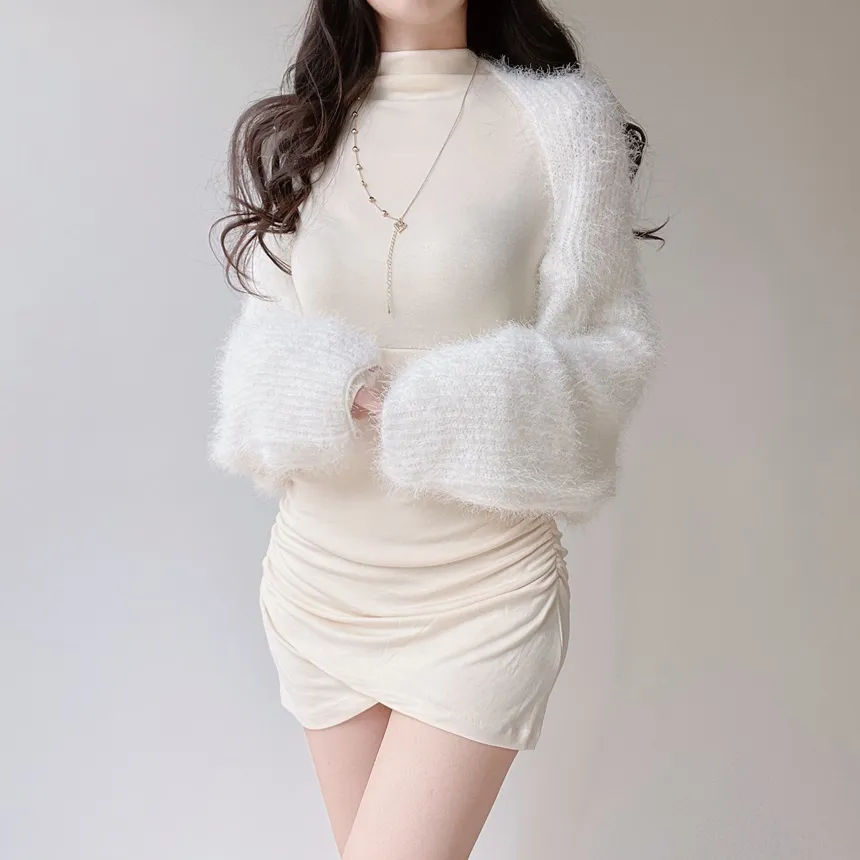 ハーフネックシャーリングミニHラインアームウォーマーワンピース | mirangmirang | 詳細画像9