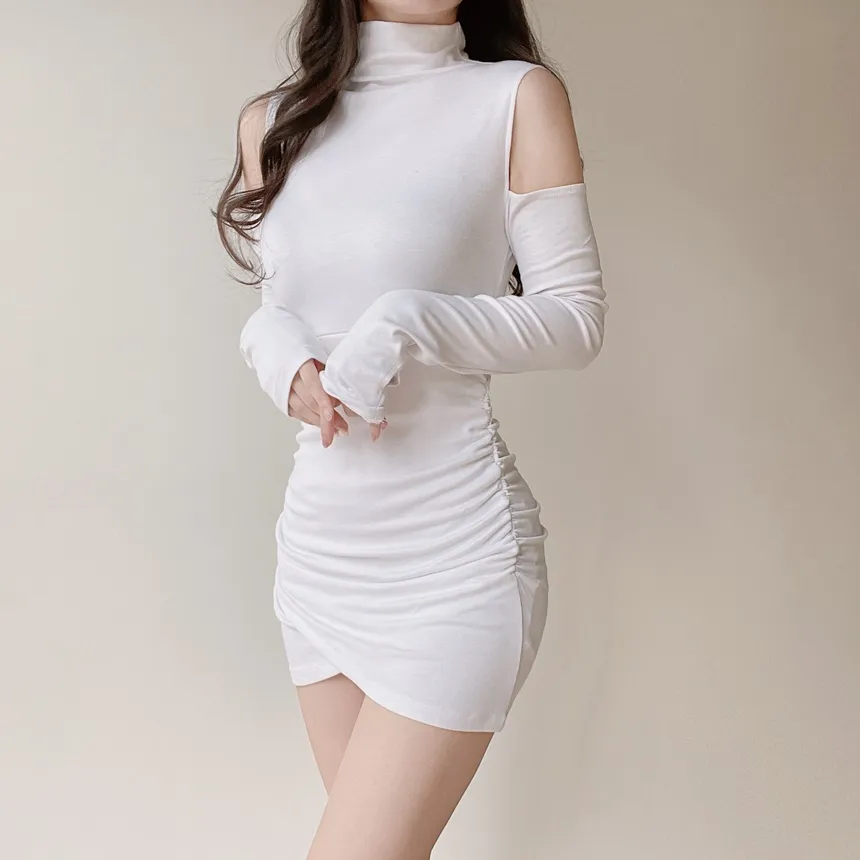 ハーフネックシャーリングミニHラインアームウォーマーワンピース | mirangmirang | 詳細画像18