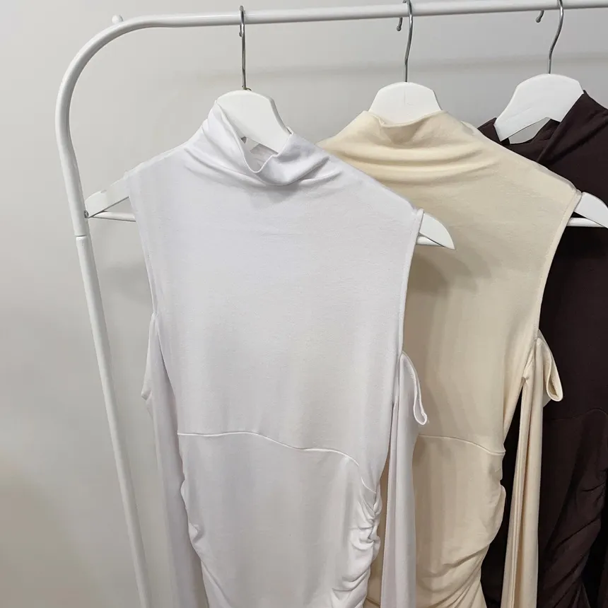 ハーフネックシャーリングミニHラインアームウォーマーワンピース | mirangmirang | 詳細画像21