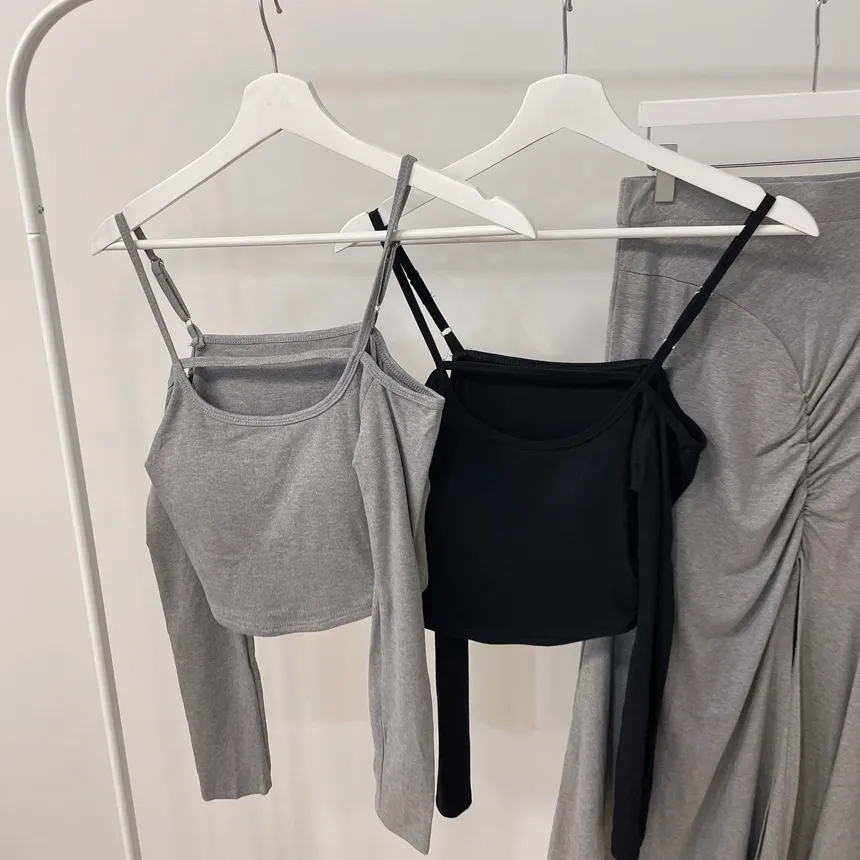 オフショルダーシャーリングクロップドスリットロングツーピース | mirangmirang | 詳細画像22