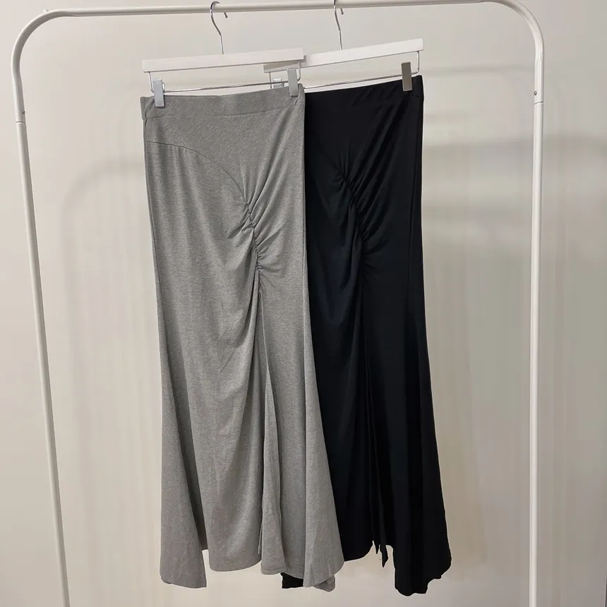 オフショルダーシャーリングクロップドスリットロングツーピース | mirangmirang | 詳細画像23