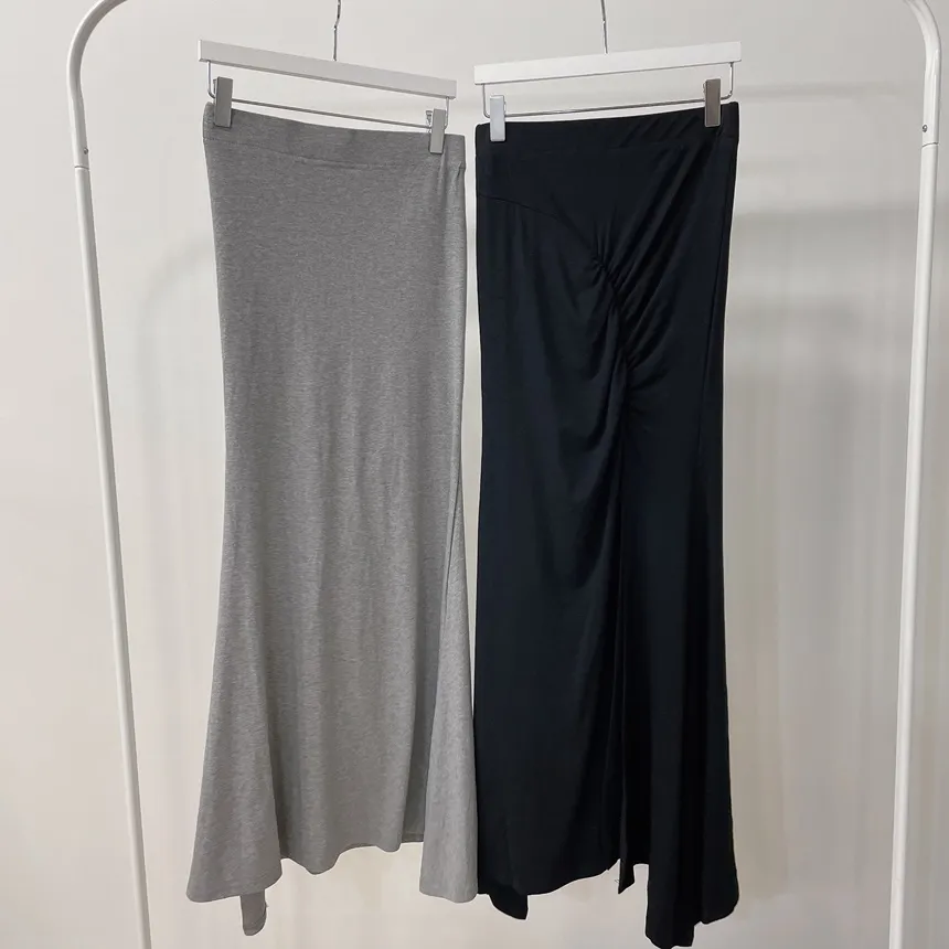 オフショルダーシャーリングクロップドスリットロングツーピース | mirangmirang | 詳細画像25