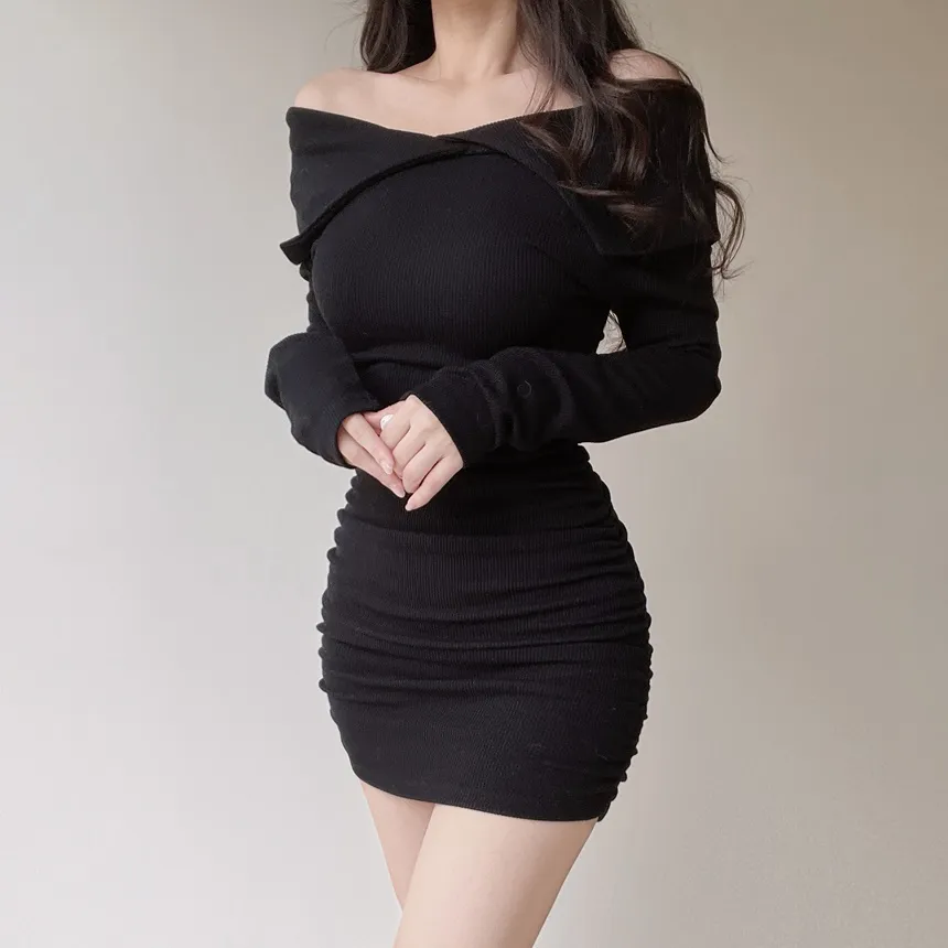 リブオフショルダーシャーリングミニワンピース | mirangmirang | 詳細画像19