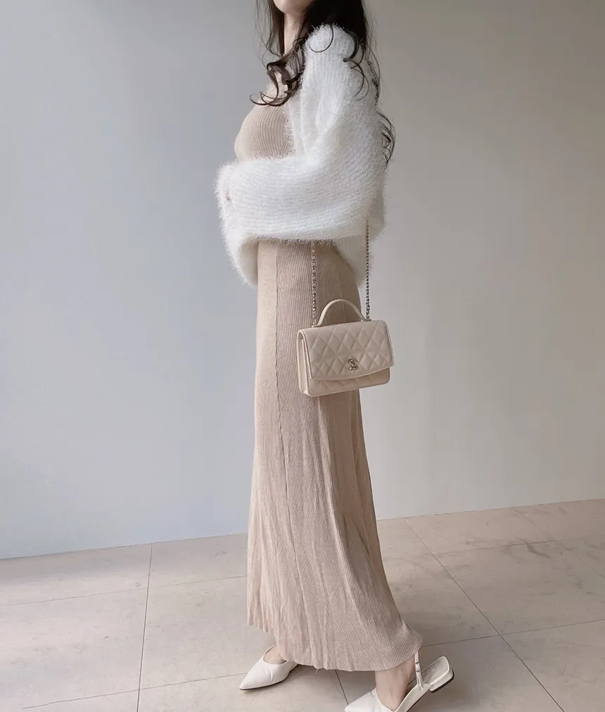 リブVネックスリムロングワンピース | mirangmirang | 詳細画像3