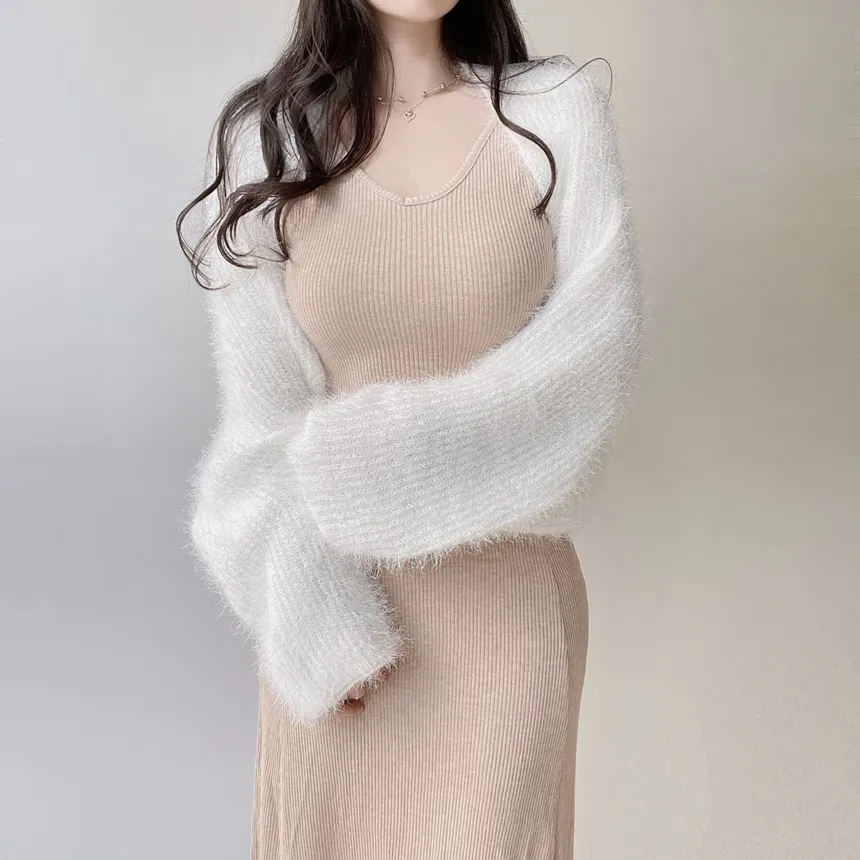 リブVネックスリムロングワンピース | mirangmirang | 詳細画像8