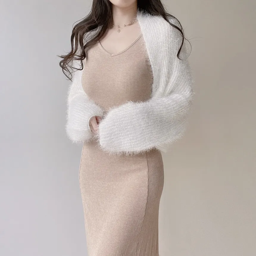 リブVネックスリムロングワンピース | mirangmirang | 詳細画像12