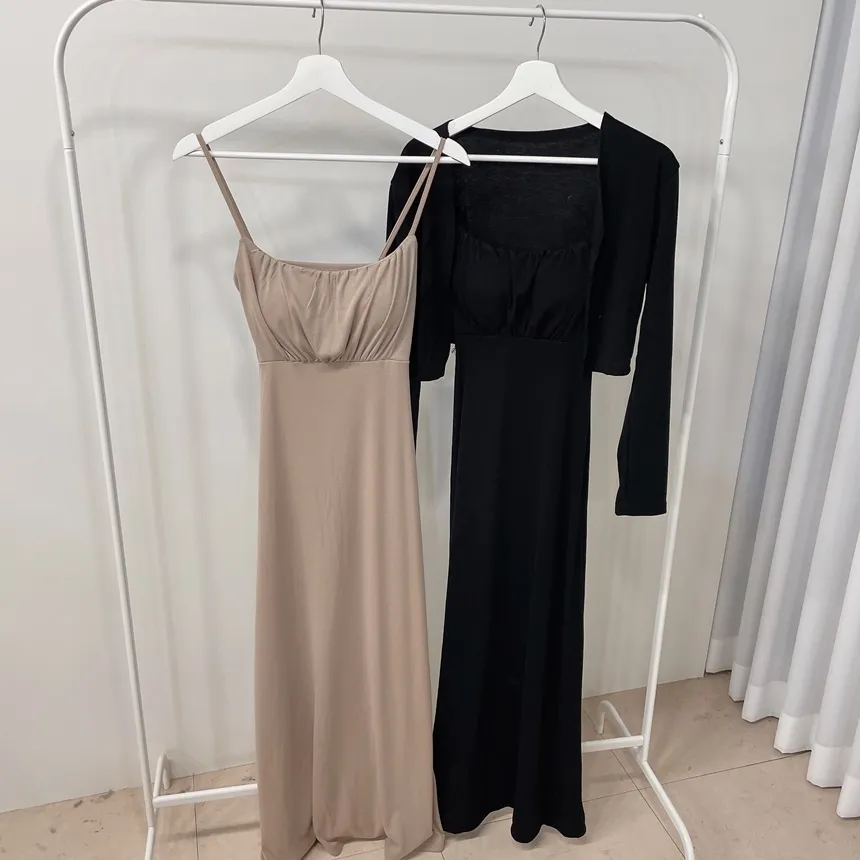 シャーリングフレアUネックシンプルアンサンブルキャミワンピース | mirangmirang | 詳細画像18