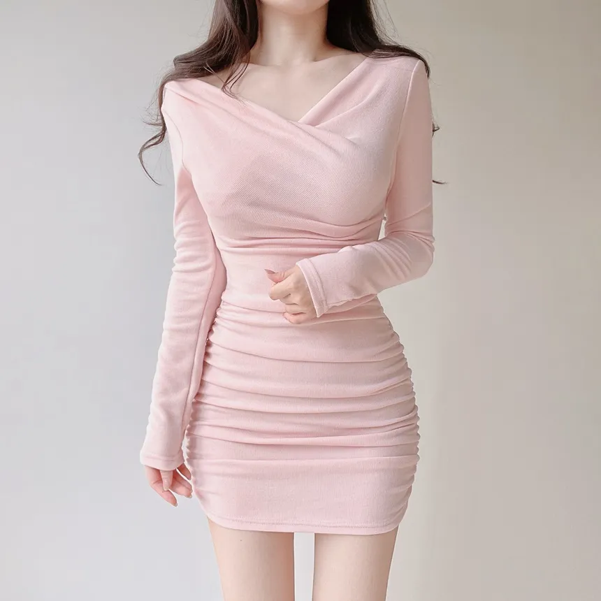 ドレープシャーリングミニオフショルダー無地ワンピース | mirangmirang | 詳細画像20