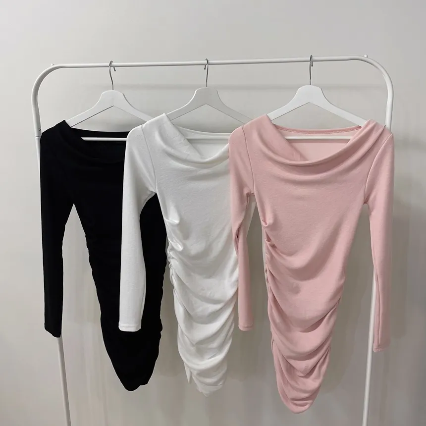 ドレープシャーリングミニオフショルダー無地ワンピース | mirangmirang | 詳細画像27