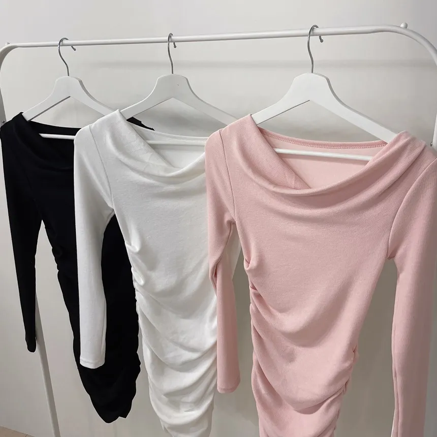 ドレープシャーリングミニオフショルダー無地ワンピース | mirangmirang | 詳細画像28