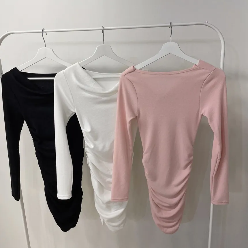 ドレープシャーリングミニオフショルダー無地ワンピース | mirangmirang | 詳細画像29