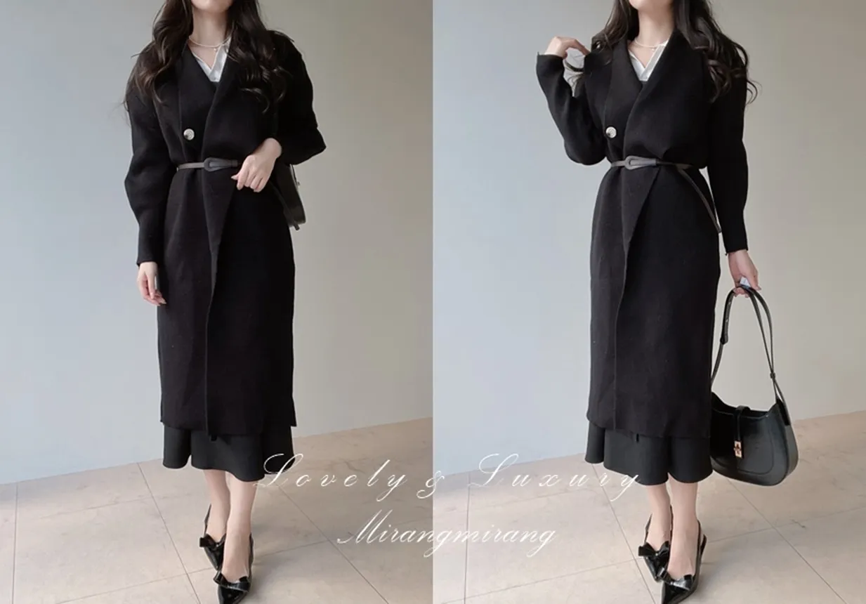 ベルト付ロングカーディガン | mirangmirang | 詳細画像1