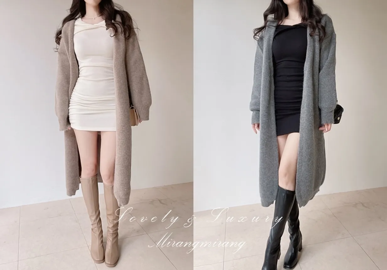 アンゴラ混ウール混ロングカーディガン | mirangmirang | 詳細画像1