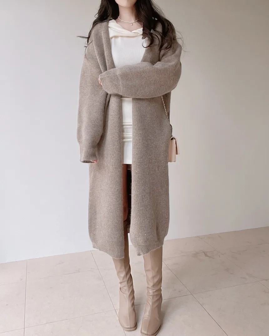 アンゴラ混ウール混ロングカーディガン | mirangmirang | 詳細画像3