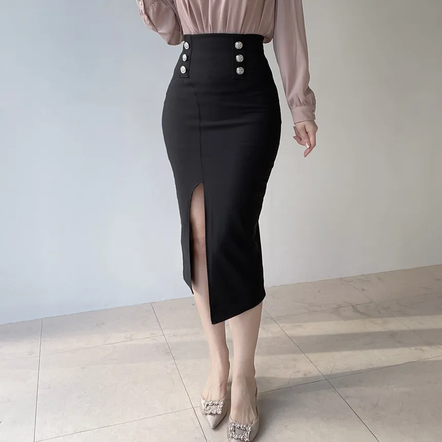 スリットボタンHラインスカート | mirangmirang | 詳細画像2