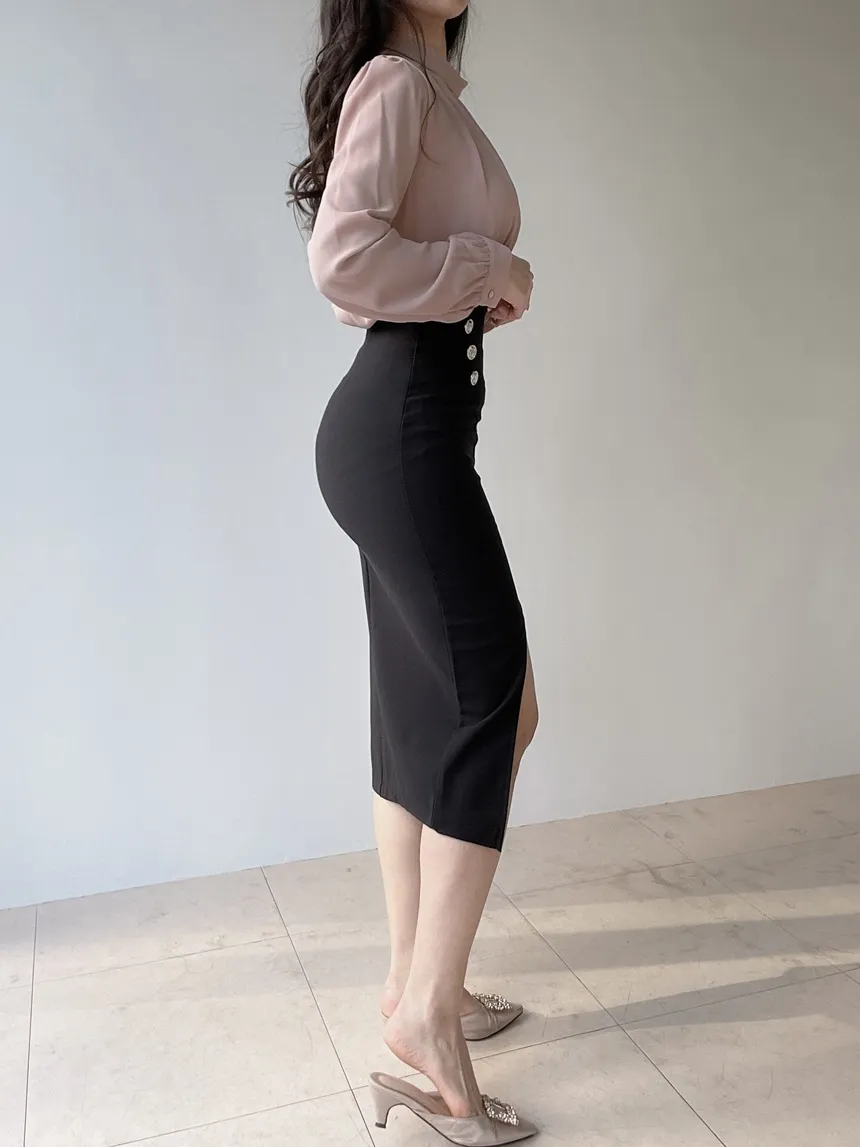 スリットボタンHラインスカート | mirangmirang | 詳細画像4