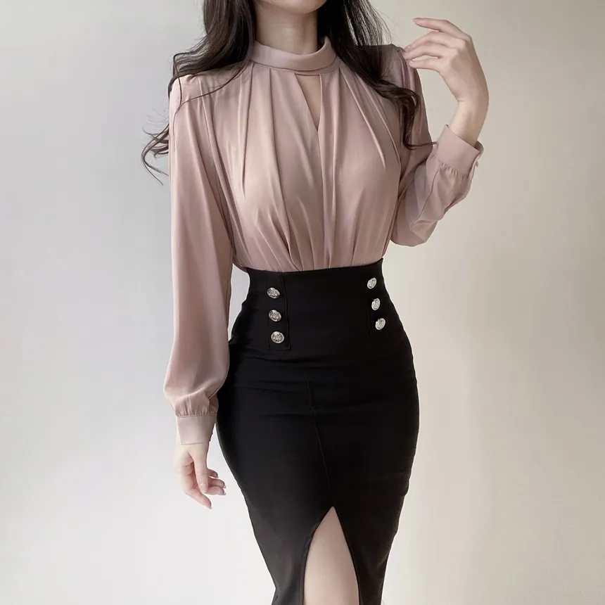 スリットボタンHラインスカート | mirangmirang | 詳細画像9