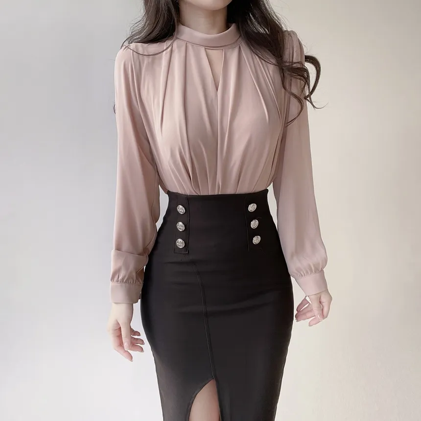 スリットボタンHラインスカート | mirangmirang | 詳細画像13