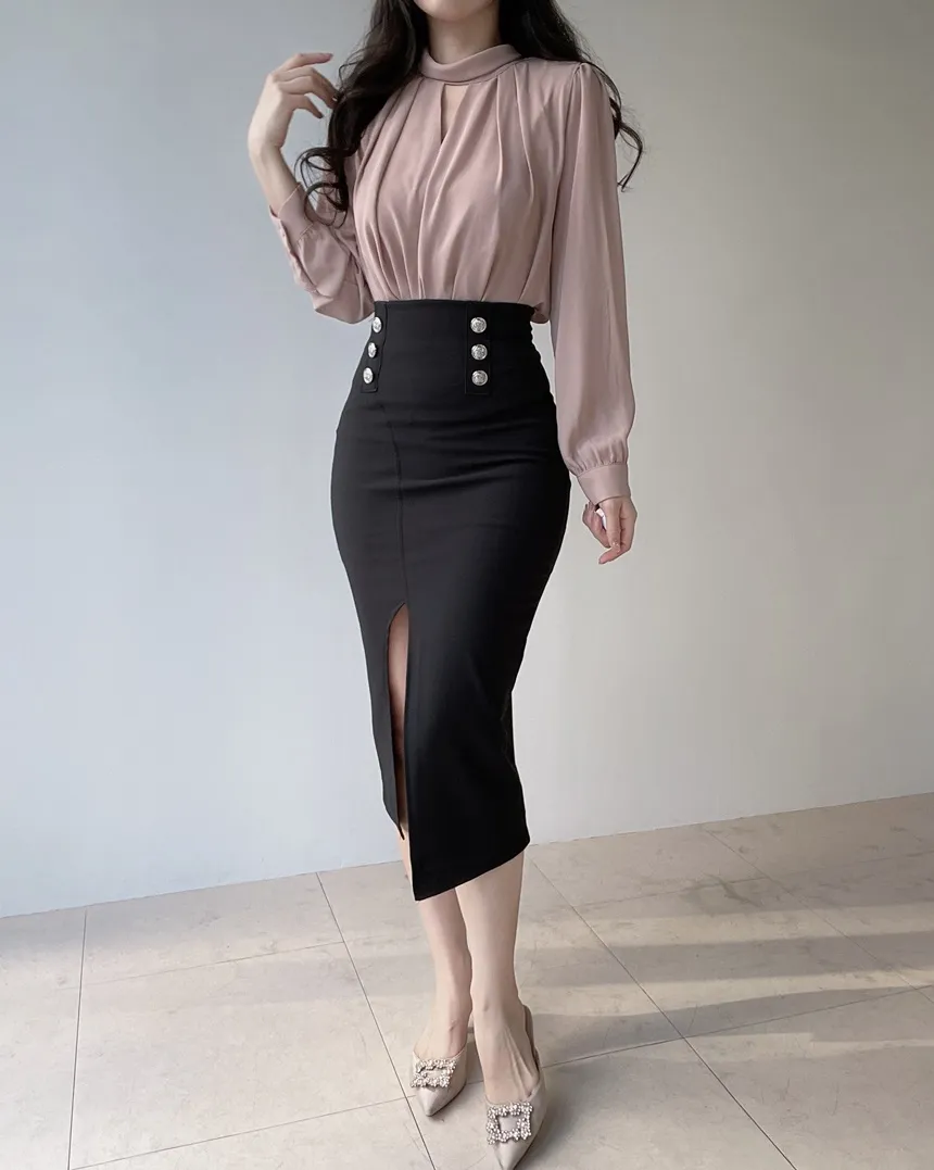 スリットボタンHラインスカート | mirangmirang | 詳細画像14