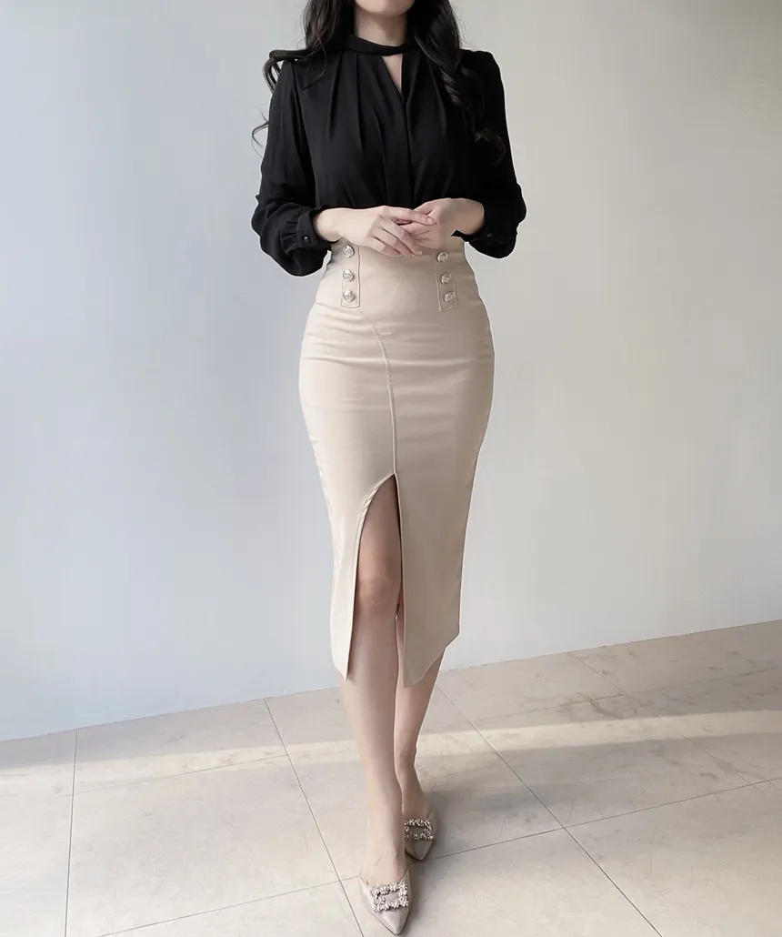 スリットボタンHラインスカート | mirangmirang | 詳細画像16