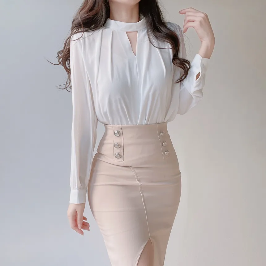 スリットボタンHラインスカート | mirangmirang | 詳細画像28