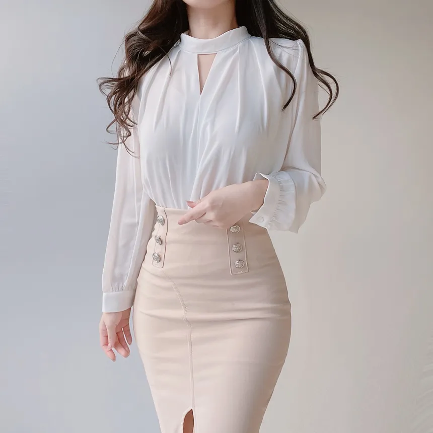 スリットボタンHラインスカート | mirangmirang | 詳細画像29