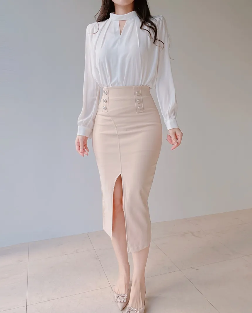 スリットボタンHラインスカート | mirangmirang | 詳細画像32