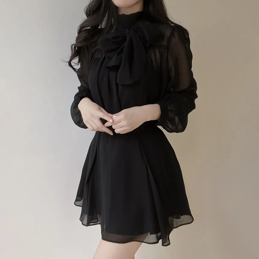 シースルースカーフネックシャーリングブラウスアンサンブル | mirangmirang | 詳細画像33