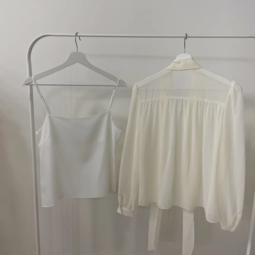 シースルースカーフネックシャーリングブラウスアンサンブル | mirangmirang | 詳細画像38