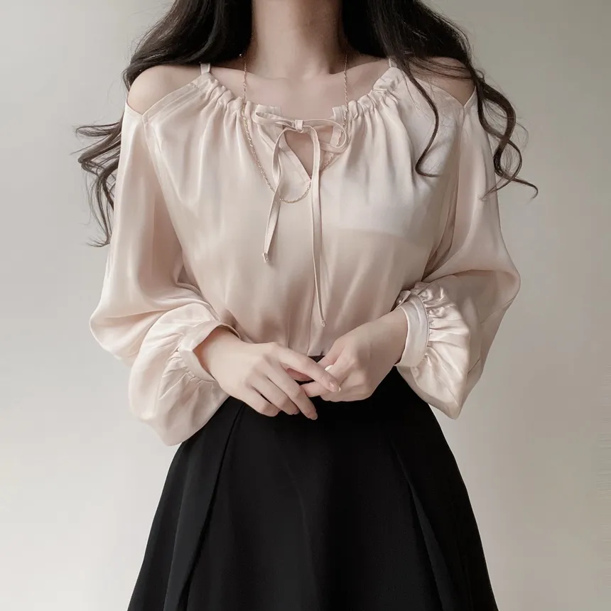 ネックレス付リボンホルターネックブラウス | mirangmirang | 詳細画像12