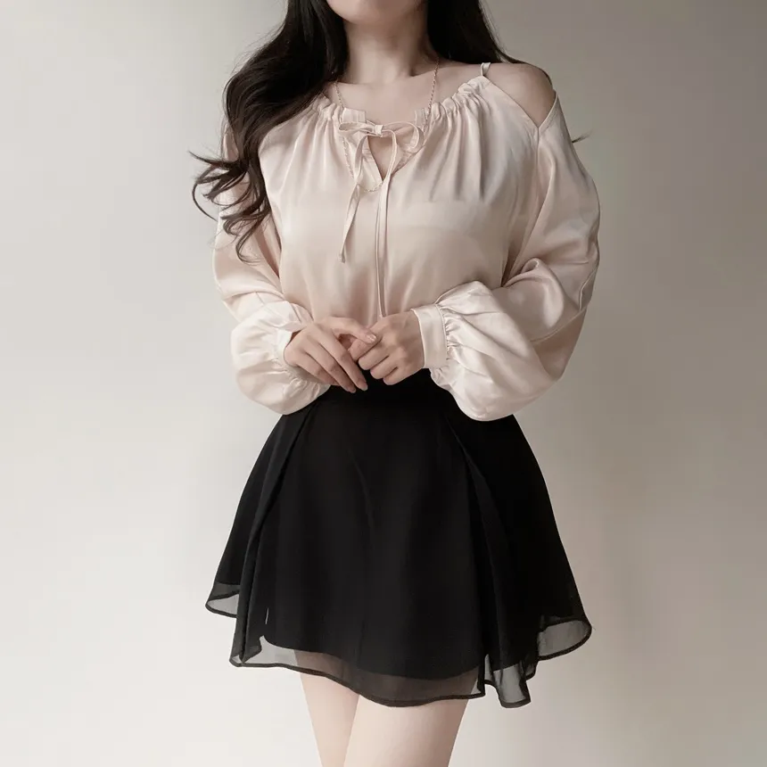 ネックレス付リボンホルターネックブラウス | mirangmirang | 詳細画像13