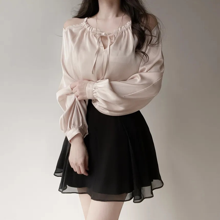 ネックレス付リボンホルターネックブラウス | mirangmirang | 詳細画像14